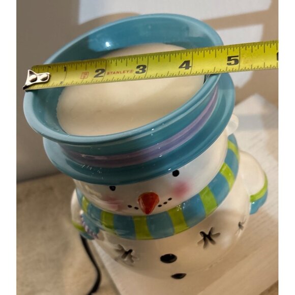 Partylite Scent Glow Snowman Ceramic Electric Wax Warmer Light-Up Stars 7" Tall - Picture 12 of 16